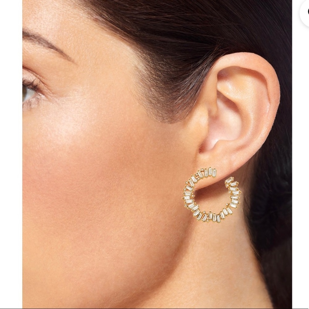 Women’s 14K Gold Plated Crystal Baguette Earings